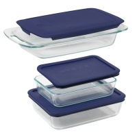 Pyrex Easy Grab 6-Piece Value Pack, includes 1-ea 3-qt Oblong, 3-cupRectangleStorage, 6-cup Rectangle Storage, Blue Plastic Covers Pyrex Easy Grab 6-Piece Value Pack, includes 1-ea 3-qt Oblong, 3-cupRectangleStorage, 6-cup Rectangle Storage, Blue Plastic Covers