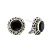 925 Silver & Round Faceted Onyx Earrings with 18k Gold Accents