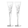 Featuring an updated version of the popular Duchesse pattern. Elegant toasting flute pair for celebrations. Produced in full lead crystal and designed by Vera Wang.