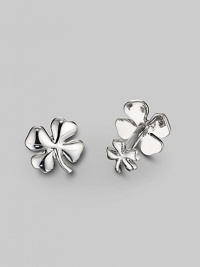 Wear your luck on your sleeve with these richly sculpted designs, a large clover in front, a smaller one at the t-back. Diameter, length, about ¾ Made in USA Wear your luck on your sleeve with these richly sculpted designs, a large clover in front, a smaller one at the t-back. Diameter, length, about ¾ Made in USA