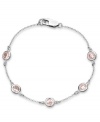 Perfectly pink. CRISLU's children's bracelet is embellished with sparkling pink cubic zirconias (1-1/2 ct. t.w.) set in platinum over sterling silver. Approximate length: 6 inches.