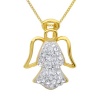 18K Gold Over Sterling Silver Swarovski Crystal Angel Necklace on an 18in. Box Chain