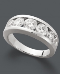For years of wedded bliss -- this celebratory anniversary band makes the perfect gift. Crafted in 14k white gold, five round-cut diamonds add a hint of sparkle (1 ct. t.w.). For years of wedded bliss -- this celebratory anniversary band makes the perfect gift. Crafted in 14k white gold, five round-cut diamonds add a hint of sparkle (1 ct. t.w.).