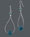 A little splash of color. Avalonia Road's destination-inspired earrings combine pretty teardrops with two teal agate beads (11 ct. t.w.). Set in sterling silver on french wire. Approximate drop length: 1-1/2 inches. Approximate drop width: 1/2 inch.