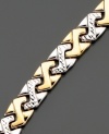 Upgrade any look with this unique, geomotric design. Diamond-cutting on sterling silver links are a chic contrast to shiny 14k gold.