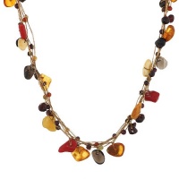 Chuvora Genuine Multi Gemstones Gold Silk Thread Necklace with Lobster Claw Clasp 16''-18'' Princess Length Chuvora Genuine Multi Gemstones Gold Silk Thread Necklace with Lobster Claw Clasp 16''-18'' Princess Length