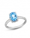 Effy Jewlery 14K White Gold Blue Topaz and Diamond Ring, 1.87 TCW Ring size 7