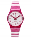 Leave a trail of admirers with this Rubine Tracks watch from Swatch.