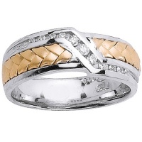 14K Two Tone Gold Basket Weave Diamond Wedding Band (0.21 Cttw, GH Color, SI Clarity) 14K Two Tone Gold Basket Weave Diamond Wedding Band (0.21 Cttw, GH Color, SI Clarity)