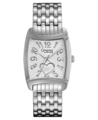 Darling heart motifs create a lovely look on this classic watch design from Caravelle by Bulova. Darling heart motifs create a lovely look on this classic watch design from Caravelle by Bulova.
