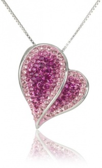 Carnevale Sterling Silver Pink Heart with Swarovski Elements Pendant Necklace, 18 Carnevale Sterling Silver Pink Heart with Swarovski Elements Pendant Necklace, 18