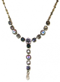 Israeli Designer Mariana Antique Gold Plated Y Style Necklace With Jet Black, Hematite, Black Diamond, and Aurora Boreale Swarovski Crystals Israeli Designer Mariana Antique Gold Plated Y Style Necklace With Jet Black, Hematite, Black Diamond, and Aurora Boreale Swarovski Crystals