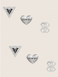 GUESS Set of 3 Logo Stud Earrings, SILVER GUESS Set of 3 Logo Stud Earrings, SILVER