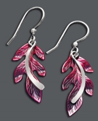 Autumn elegance. Jody Coyote's whimsical drop earrings feature burgundy patina brass leaves set in sterling silver. Approximate drop: 1-1/2 inches. Autumn elegance. Jody Coyote's whimsical drop earrings feature burgundy patina brass leaves set in sterling silver. Approximate drop: 1-1/2 inches.
