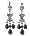 Dramatically decorative. Add an elegant, vintage-style aesthetic to your evening look with these beautifully beaded chandelier earrings from 2028. Crafted in hematite tone mixed metal. Approximate drop: 2-1/2 inches.
