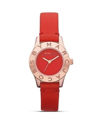 Perfect playful accessorizing with this vibrant watch from MARC BY MARC JACOBS. With a soft matte leather band and logo-engraved bezel, this piece has style-setter written all over it. Perfect playful accessorizing with this vibrant watch from MARC BY MARC JACOBS. With a soft matte leather band and logo-engraved bezel, this piece has style-setter written all over it.
