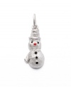 Feeling fashionably frosty? Capture the latest cold-weather style in Rembrandt's adorable snowman charm. Crafted in sterling silver with black and red enamel accents. Approximate drop: 1 inch.