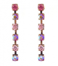 Earrings - Gold Tone Swarovski (tm) Crystals ~ Rose AB (Pink Irridescent) (FB57) Earrings - Gold Tone Swarovski (tm) Crystals ~ Rose AB (Pink Irridescent) (FB57)