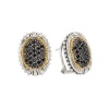925 Silver & Black Sapphire Oval Earrings with 18k Gold Accents (1.15ctw)