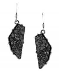Simply dynamite. Chips of hematite drusy create a bold effect on BCBGeneration's geometric drop earrings. Set in silver tone mixed metal. Approximate drop: 2 inches. Simply dynamite. Chips of hematite drusy create a bold effect on BCBGeneration's geometric drop earrings. Set in silver tone mixed metal. Approximate drop: 2 inches.