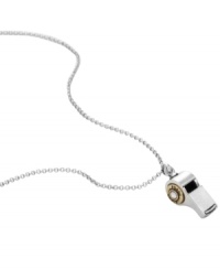 Command attention in Fossil's chic whistle pendant. A trendy long chain and sparkling crystal detail make this the ultimate accessory for the aspiring cheerleader. Crafted in silver tone mixed metal. Approximate length: 18 inches + 2-inch extender. Approximate drop: 3/4 inch. Command attention in Fossil's chic whistle pendant. A trendy long chain and sparkling crystal detail make this the ultimate accessory for the aspiring cheerleader. Crafted in silver tone mixed metal. Approximate length: 18 inches + 2-inch extender. Approximate drop: 3/4 inch.