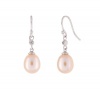 10k White Gold Pink Freshwater Cultured Pearl Diamond Earrings (.01 cttw, I-J Color, I1-I2 Clarity)