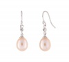 10k White Gold Pink Freshwater Cultured Pearl Diamond Earrings (.01 cttw, I-J Color, I1-I2 Clarity)