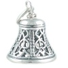 3-D Filligree Wedding or Christmas Ringing Bell 925 Sterling Silver Traditional Charm or Pendant