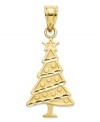 Pay tribute to the spirit of the season in this beautiful Christmas tree charm. Crafted in 14k gold with ornaments and a star accent. Chain not included. Approximate length: 1 inch. Approximate width: 2/5 inch.