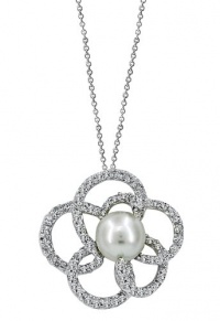 Effy Jewlery White Gold Fresh Water Pearl & Diamond Pendant, .54 TCW Effy Jewlery White Gold Fresh Water Pearl & Diamond Pendant, .54 TCW