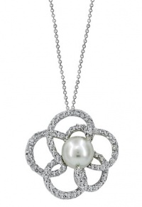 Effy Jewlery White Gold Fresh Water Pearl & Diamond Pendant, .54 TCW