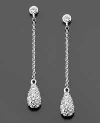 These beautiful, crystalline earrings are crafted with an elegant teardrop shape and a dramatic drop for ultimate glamor. In mixed metal with rhodium plating, by Eliot Danori. Drop measures approximately 2-1/2 inches. These beautiful, crystalline earrings are crafted with an elegant teardrop shape and a dramatic drop for ultimate glamor. In mixed metal with rhodium plating, by Eliot Danori. Drop measures approximately 2-1/2 inches.