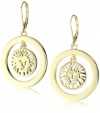 Anne Klein Gold -Tone Plated Logo Lever Drop Earrings