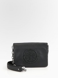 Tory's iconic logo adds a signature touch to this roomy silhouette of rich pebble-grain leather.Detachable leather and chain shoulder strap, 15 dropMagnetic flap closureTwo inside zip pocketsCotton lining8½W X 6H X 1/2DImported Tory's iconic logo adds a signature touch to this roomy silhouette of rich pebble-grain leather.Detachable leather and chain shoulder strap, 15 dropMagnetic flap closureTwo inside zip pocketsCotton lining8½W X 6H X 1/2DImported