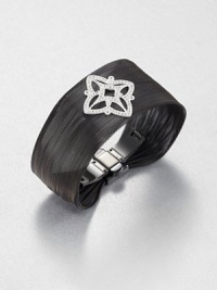 From the Soho Collection. A blacked sterling silver mesh design accented with a white sapphire encrusted stainless steel flower. Blackened sterling silverStainless steelWhite sapphiresPush clasp closureImported From the Soho Collection. A blacked sterling silver mesh design accented with a white sapphire encrusted stainless steel flower. Blackened sterling silverStainless steelWhite sapphiresPush clasp closureImported