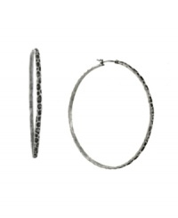 Put on the finishing touches. These traditional hoops feature a unique, textured surface in BCBGeneration's standout style. Crafted in oxidized silver tone mixed metal. Approximate diameter: 2-1/2 inches. Put on the finishing touches. These traditional hoops feature a unique, textured surface in BCBGeneration's standout style. Crafted in oxidized silver tone mixed metal. Approximate diameter: 2-1/2 inches.