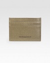 A slim-line case in richly textured leather. Debossed logo detail Two card slots 3 X 4 Made in Italy 