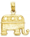 The perfect gift for the conservative. This textured charm features the Republican elephant in 14k gold. Chain not included. Approximate length: 7/10 inch. Approximate width: 3/5 inch.