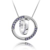 Contessa Bella Fancy Genuine 18k White Gold Plated Sparkling Lavender Purple Swarovski Austrian Crystal Elements Beautiful Double Circle of Life Love Women Charm Pendant Necklace Elegant Silver Color Crystal Fashion Jewelry