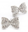 Adorable Pretty Princess Bow Stud Earrings with Sparkling Clear Austrian Crystals