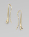 Smooth, curvaceous shapes of 18k yellow gold are punctuated by brilliant diamonds.Diamonds, 0.20 tcw 18k yellow gold Drop length, about 1¼ Ear wire Imported