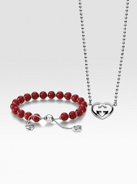 From the Love Britt Collection. A sleek set in sterling silver and warm wood with iconic GG accents, perfect for your valentine. Sterling silverVarnished wood beadsNecklace length, about 15Pendant size, about ¾Adjustable bracelet Lobster clasp bracelet closureLobster clasp necklace closureMade in Italy From the Love Britt Collection. A sleek set in sterling silver and warm wood with iconic GG accents, perfect for your valentine. Sterling silverVarnished wood beadsNecklace length, about 15Pendant size, about ¾Adjustable bracelet Lobster clasp bracelet closureLobster clasp necklace closureMade in Italy