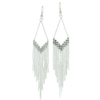 Chic Silver Tone Rhinestone Chandelier Fashion Earrings. Sultry Swingy Bead Chain. 4 Inches Long Chic Silver Tone Rhinestone Chandelier Fashion Earrings. Sultry Swingy Bead Chain. 4 Inches Long