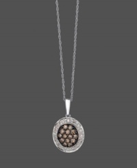 This Le Vian pendant has an elegant, vintage appeal to it. Necklace features round-cut chocolate diamonds (1/3 ct. t.w.) and surrounding round-cut white diamonds (1/10 ct. t.w.) within a lovely 14k white gold setting. Approximate length: 18 inches. Approximate drop 3/4 inch. This Le Vian pendant has an elegant, vintage appeal to it. Necklace features round-cut chocolate diamonds (1/3 ct. t.w.) and surrounding round-cut white diamonds (1/10 ct. t.w.) within a lovely 14k white gold setting. Approximate length: 18 inches. Approximate drop 3/4 inch.