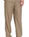 Louis Raphael ROSSO Men's Poly Viscose Super 150S Luxe Twill Hidden Extension Flat Front Dress Pant,Taupe,35x32