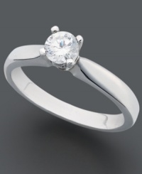 Stunning in its simplicity. A breathtaking round-cut, certified solitaire diamond (3/8 ct. t.w.) in 14k white gold creates a moment worth remembering. Stunning in its simplicity. A breathtaking round-cut, certified solitaire diamond (3/8 ct. t.w.) in 14k white gold creates a moment worth remembering.