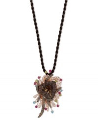A garden of exotic color. Le Vian's beautiful pendant combines smokey quartz (18-1/3 ct. t.w.), white topaz (1/2 ct. t.w.) and chocolate diamonds (5/8 ct. t.w.) with blue topaz, green amethyst and rubellite accents. Set in 14k rose gold on a black cord chain. Approximate length: 18 inches. Approximate drop: 2-1/4 inches. A garden of exotic color. Le Vian's beautiful pendant combines smokey quartz (18-1/3 ct. t.w.), white topaz (1/2 ct. t.w.) and chocolate diamonds (5/8 ct. t.w.) with blue topaz, green amethyst and rubellite accents. Set in 14k rose gold on a black cord chain. Approximate length: 18 inches. Approximate drop: 2-1/4 inches.