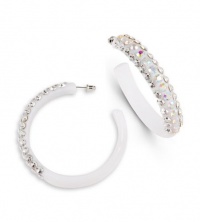 Rainbow White Swarovski Crystal Acrylic Hoop Earrings Rainbow White Swarovski Crystal Acrylic Hoop Earrings