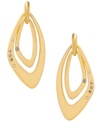 Geometrical gold. Kenneth Cole New York's gold tone orbital drop earrings are made of mixed metal and feature pave crystal accents with gold tone detailing at the post. Approximate drop: 1-3/4 inches.