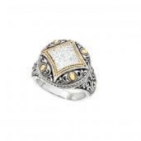 925 Silver & Diamond Round Pave Design Ring with 18k Gold Accents (0.60ctw)- Sizes 6-8 925 Silver & Diamond Round Pave Design Ring with 18k Gold Accents (0.60ctw)- Sizes 6-8